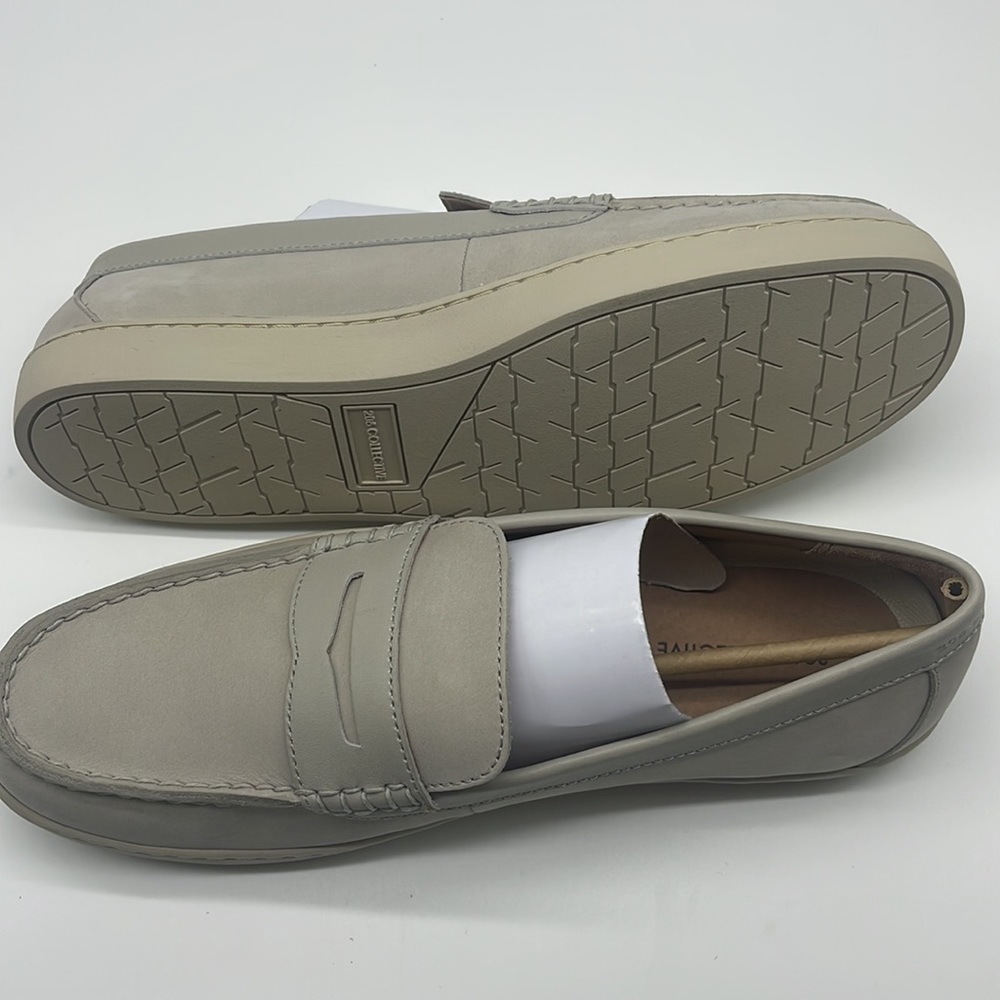 206 Collective Mens Seabeck Boat/Penny Loafer Beige Nubuck 100% Leather Size12 D